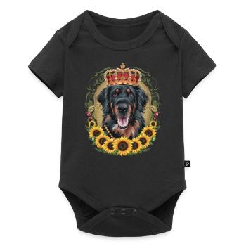 Chien Leonberger avec couronne et tournesols - Body à manches courtes Premium Bébé - noir - Devant