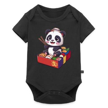 Red Kawaii Panda with Lunch Box - Baby Premium short-sleeve bodysuit - black - Front