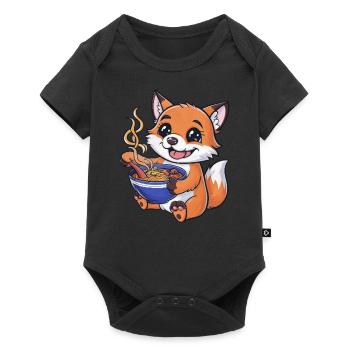 Kawaii Fox with Ramen Noodle Soup - Baby Premium short-sleeve bodysuit - black - Front