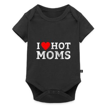 I Love Hot Moms - Funny Humor Saying T-Shirt - Baby Premium Kurzarmbody - Schwarz - Vorne