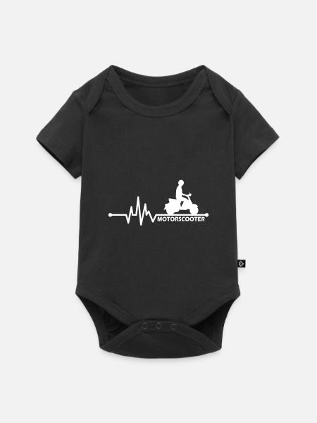 Motorroller Rollerfahrer - Herzschlag - Baby Premium Kurzarmbody - Schwarz