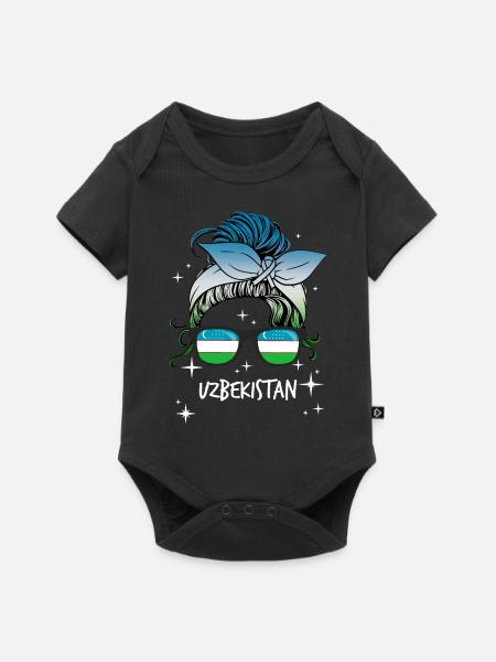Usbekistan - Baby Premium Kurzarmbody - Schwarz