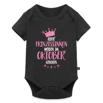 ECHTE PRINZESSINNEN WERDEN IM OKTOBER GEBOREN - Baby Premium Kurzarmbody - Schwarz - Vorne