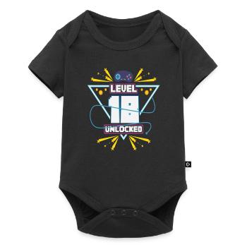 Level Up Gamer Zocker Gaming 18er Nerd Geschenk - Baby Premium Kurzarmbody - Schwarz - Vorne