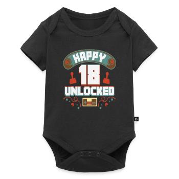 Level Up Gamer Zocker Gaming 18er Retro Geschenk - Baby Premium Kurzarmbody - Schwarz - Vorne