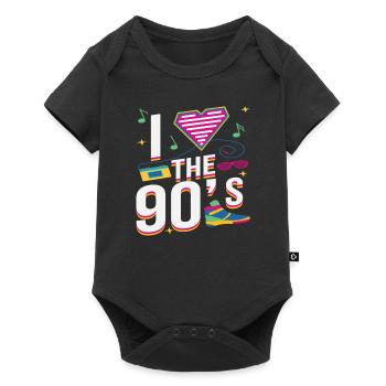 I Love 90s 90er Jahre Motto Party Outfit Geschenk - Baby Premium Kurzarmbody - Schwarz - Vorne