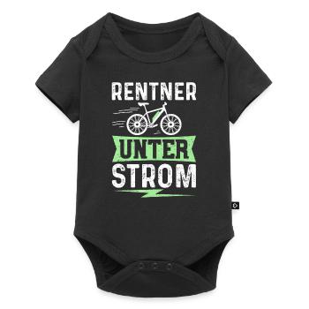 Rentner Unter Strom - E-Bike Fahrrad - Baby Premium Kurzarmbody - Schwarz - Vorne