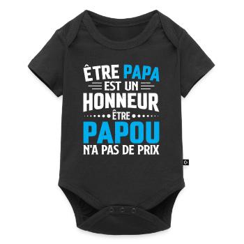 Être papou n'a pas de prix Humour cadeau papa - Body à manches courtes Premium Bébé - noir - Devant