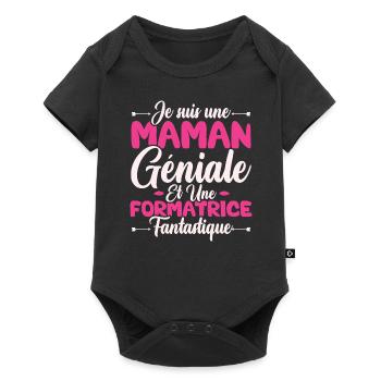 Une maman géniale et une formatrice fantastique - Body à manches courtes Premium Bébé - noir - Devant