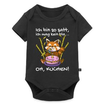 Süßer Kleiner Panda Bambus Natur - Baby Premium Kurzarmbody - Schwarz - Vorne