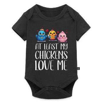 Chicken At least my chickens love me bird - Baby Premium short-sleeve bodysuit - black - Front