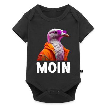 Möwe mit Sonnenbrille Moin Coole Möwen Seevogel - Baby Premium Kurzarmbody - Schwarz - Vorne