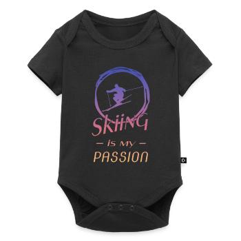 Ski fahren - Skifahren - Ski - Skiing - Baby Premium Kurzarmbody - Schwarz - Vorne