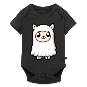 Alpaga Lama Halloween Bande Dessinée Fantôme - Body à manches courtes Premium Bébé - noir - Devant