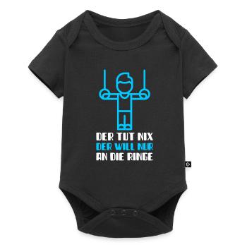 Ringe Turnen Barren Reck Gymnatstik Turner Outfit - Baby Premium Kurzarmbody - Schwarz - Vorne