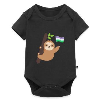 Queer Genderqueer Sloth Tropical Animal LGBT - Baby Premium short-sleeve bodysuit - black - Front