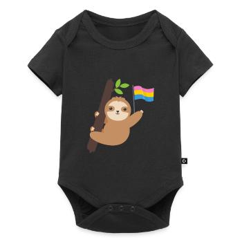 Pan Pride Month Pansexual Flag Sloth LGBT - Baby Premium short-sleeve bodysuit - black - Front