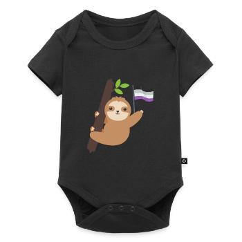 Ace Pride Asexuell Faultier Tropisches Tier LGBT - Baby Premium Kurzarmbody - Schwarz - Vorne