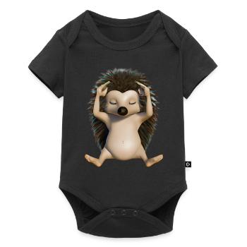 Igel Yoga - Baby Premium Kurzarmbody - Schwarz - Vorne