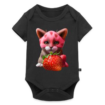 Chat fraise - Body à manches courtes Premium Bébé - noir - Devant