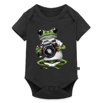 Frog with camera - Baby Premium short-sleeve bodysuit - black - Front