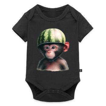 Singe à la pastèque - Body à manches courtes Premium Bébé - noir - Devant
