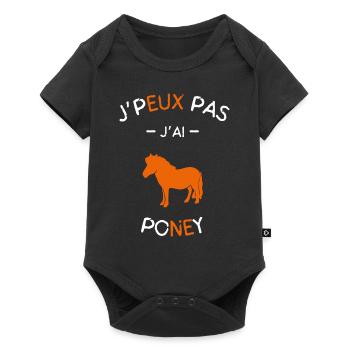 J peux pas j ai Poney - Body à manches courtes Premium Bébé - noir - Devant