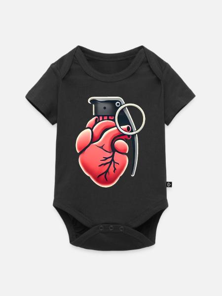 Explosive Herzgranate Design - Baby Premium Kurzarmbody - Schwarz