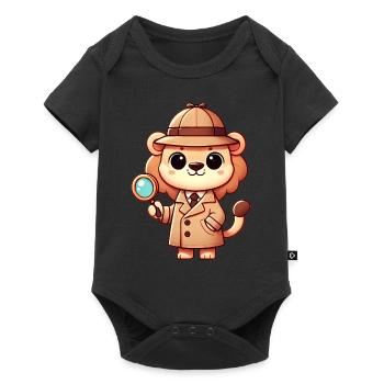 Détective lion dessin animé pour enfants - Body à manches courtes Premium Bébé - noir - Devant
