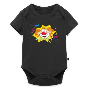 Karneval Clown Bunt RAHMENLOS Geschenk Fasching - Baby Premium Kurzarmbody - Schwarz - Vorne