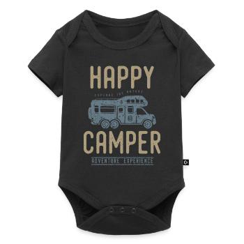 Happy camping christmas birthday tshirt - Baby Premium short-sleeve bodysuit - black - Front