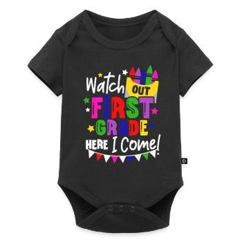 Watch Out First Grade Here I Come Rainbow Girls - Baby Premium short-sleeve bodysuit - black - Front