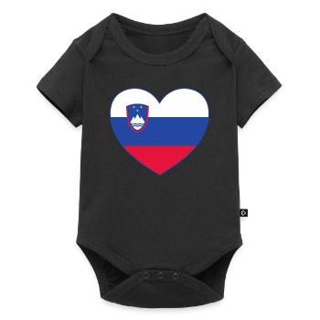 Slowenien Flagge Herz - Baby Premium Kurzarmbody - Schwarz - Vorne