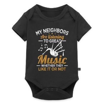 Dudelsack Nachbarn hören gute Musik Sackpfeife - Baby Premium Kurzarmbody - Schwarz - Vorne