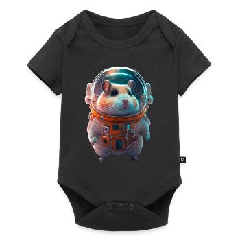 Hamster Astronaut Spacesuit - Baby Premium short-sleeve bodysuit - black - Front