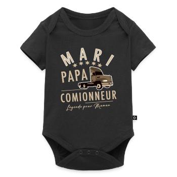 Mari papa camionneur légende pour maman - Body à manches courtes Premium Bébé - noir - Devant