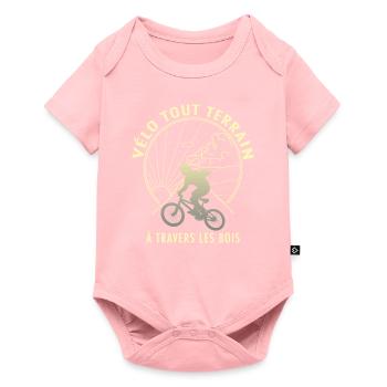 Vélo tout terrain à travers les bois - Body à manches courtes Premium Bébé - rose - Devant