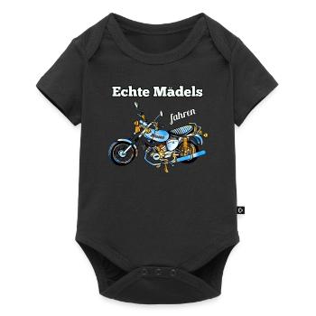Echte Mädels fahren Simson Moped Nostalgie - Baby Premium Kurzarmbody - Schwarz - Vorne