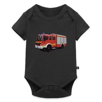Fire department, fire engine, gift - Baby Premium short-sleeve bodysuit - black - Front