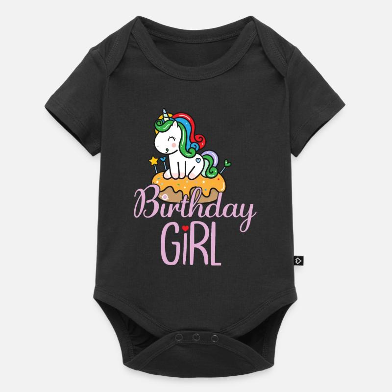 Geburtstag Mädchen Einhorn - Baby Premium Kurzarmbody - Schwarz