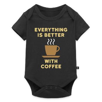 Everything is better with coffee - Baby Premium short-sleeve bodysuit - black - Front