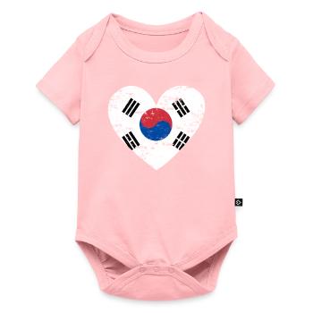 Cœur du drapeau de la Corée du Sud - Body à manches courtes Premium Bébé - rose - Devant