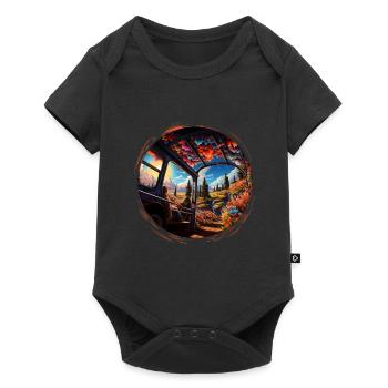Voyage dans le temps dans les années 70 : un design rétro authentique - Body à manches courtes Premium Bébé - noir - Devant