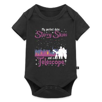 Mein perfektes Date: Sternenhimmel und ein Teleskop. - Baby Premium Kurzarmbody - Schwarz - Vorne