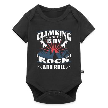 Climbing is my 'rock' and roll - Baby Premium short-sleeve bodysuit - black - Front