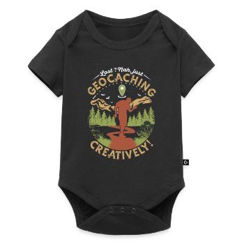 Verloren? Nein, nur kreativ Geocaching! - Baby Premium Kurzarmbody - Schwarz - Vorne