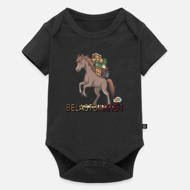 Werte mit Tieren: Belastbarkeit - Baby Premium Kurzarmbody - Schwarz