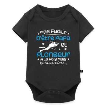 Pas Facile D'être Papa Et Plongeur A La Fois - Body à manches courtes Premium Bébé - noir - Devant