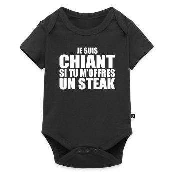 Man who loves it: Steak. Funny Design Humor - Baby Premium short-sleeve bodysuit - black - Front