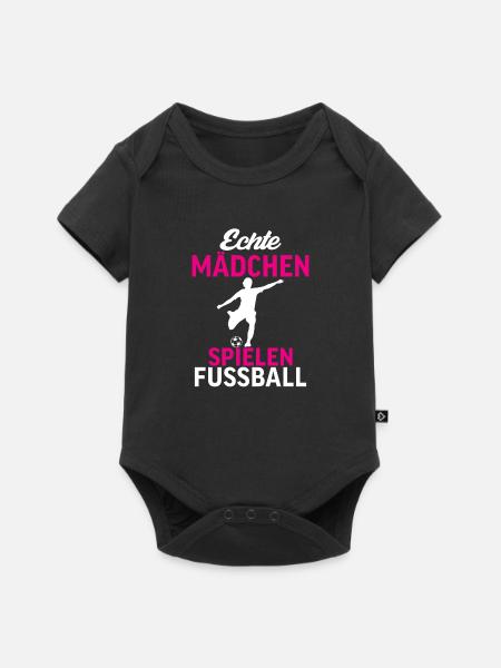 Echte Mädchen spielen Fußball fussball - Baby Premium Kurzarmbody - Schwarz